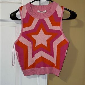 Peppermayo Pink and Orange Star Crop Top